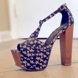 ⭐️Jessica Simpson Dany T-Strap Platforms- Blue American Stars ⭐️